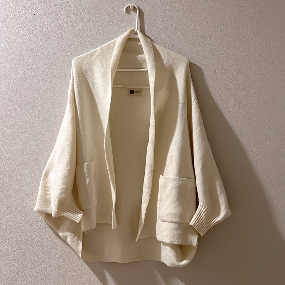 Soft cream colored cardigan shawl